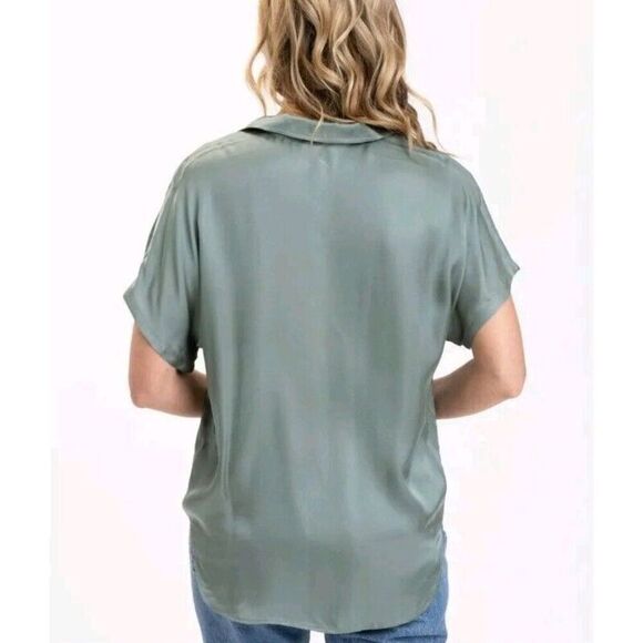 Threads 4 Thought Women's Sheena Sateen Button-Up Shirt Green XXL NWT - Picture 6 of 7
